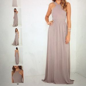 Taupe maxi dress from Lulus